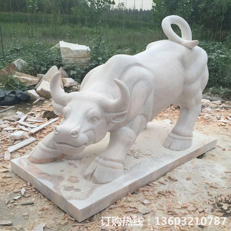 廠家生產定制晚霞紅華爾街牛石雕 精致做工石牛 高品質石頭雕刻動物雕塑