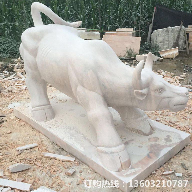 廠家生產定制晚霞紅華爾街牛石雕 精致做工石牛 高品質石頭雕刻動物雕塑4