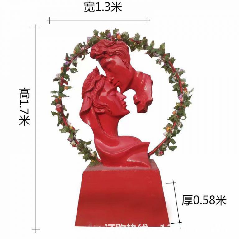 愛情專題雕塑，紅色愛情雕塑，男人吻女人雕塑,婚慶裝飾1
