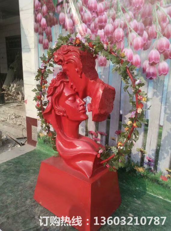 愛情專題雕塑，紅色愛情雕塑，男人吻女人雕塑,婚慶裝飾2