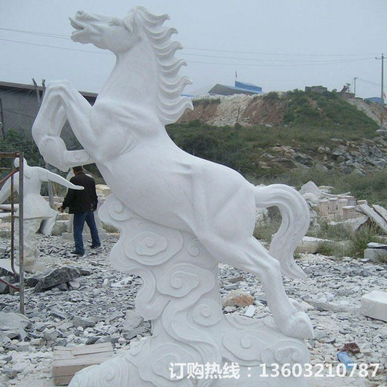 廠家定制廣場花崗巖馬石雕 公園石馬雕刻 飛奔馬動物園林雕塑擺件2