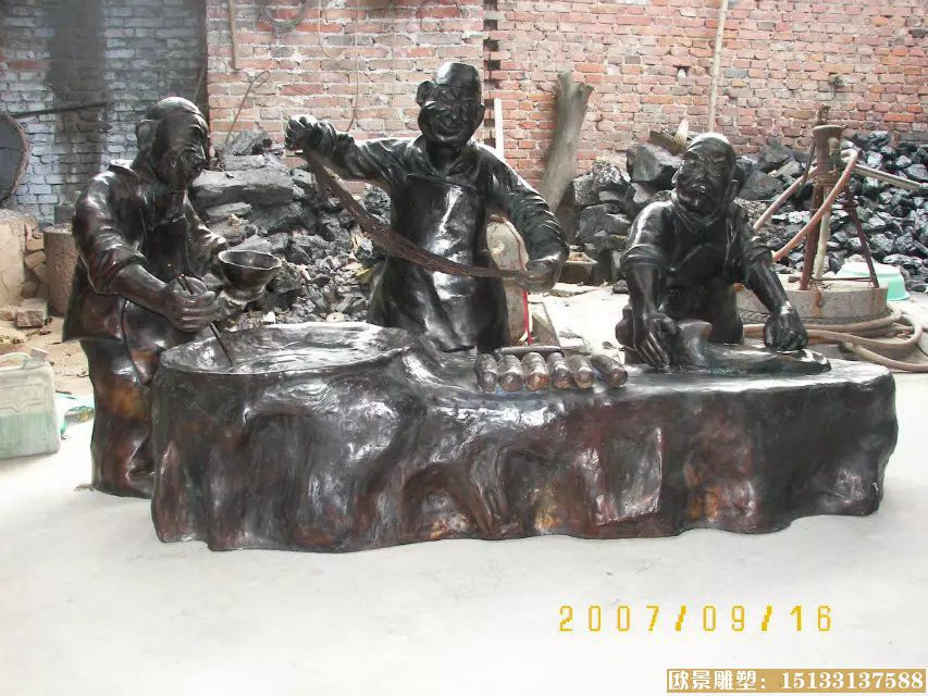 炸油条人物铜雕塑1