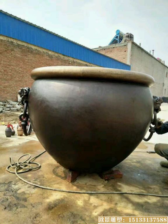 故宫水缸铜雕塑 圆形水缸铜雕