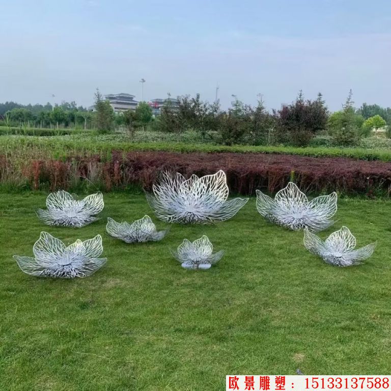 不锈钢镂空装饰花朵雕塑 地产草坪摆件