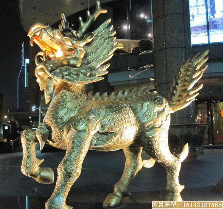 动物铜雕塑 铜麒麟雕塑