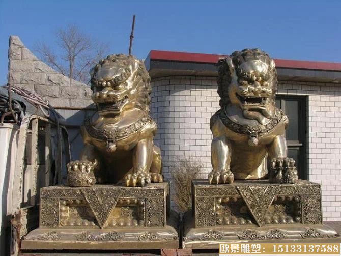 3米高铜狮子雕塑，企业门口铜狮子