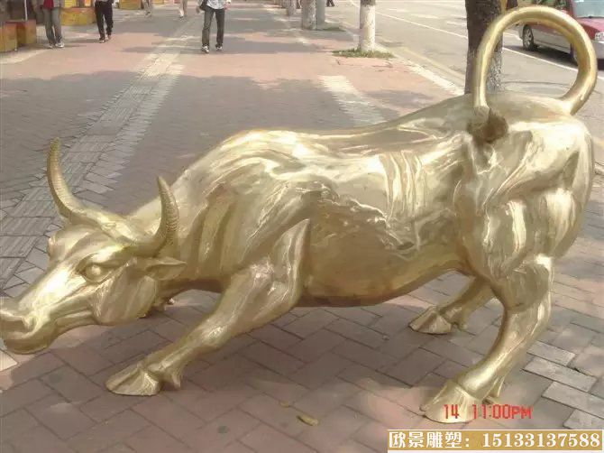 华尔街铜牛雕塑 铸铜动物雕塑