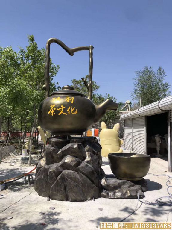 茶文化主题铜天壶 茶壶流水 景观壶