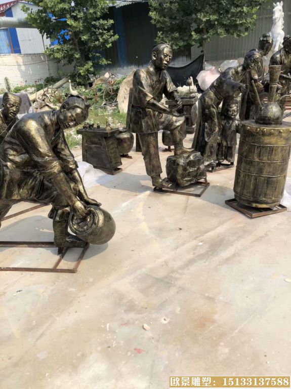 农耕文化玻璃钢仿铜人物雕塑 广东清远市案例
