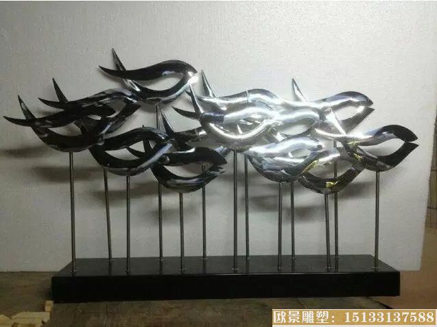 抽象鱼雕塑 水景雕塑摆件
